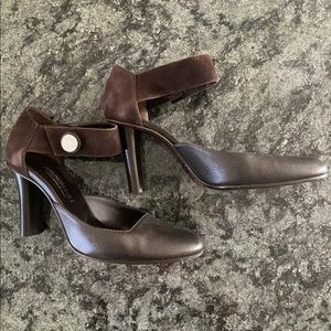 Bruno Magli Brown High Heel With Ankle Strap Size7